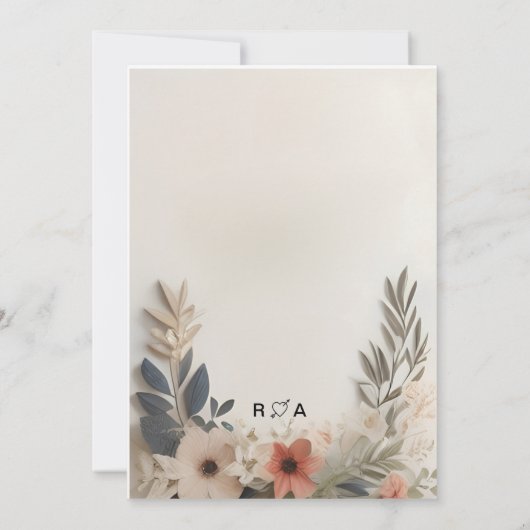 Een papieren bloemenkrans op een witte achtergrond kaart (Achterkant)