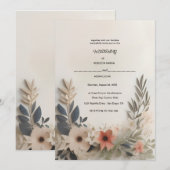 Een papieren bloemenkrans op een witte achtergrond kaart (Voorkant / Achterkant)