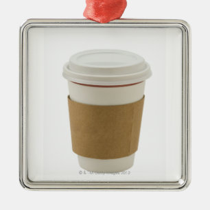 Een papieren koffiebeker metalen ornament