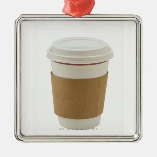 Een papieren koffiebeker metalen ornament (Voorkant)