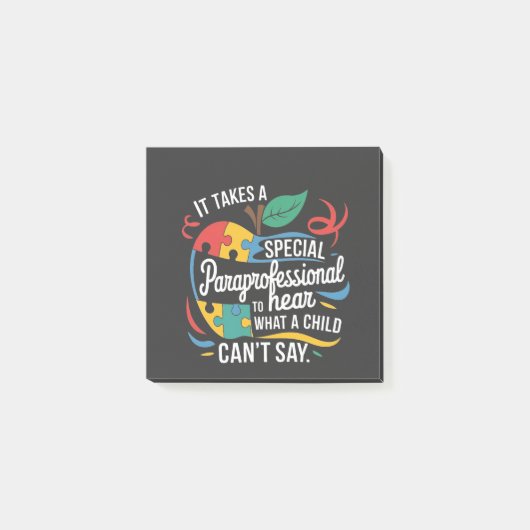 Een paraprofessional hoort wat een kind is post-it® notes (Voorkant)