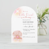 Een pareltje is onderweg naar het Baby shower Kaart (Staand voorkant)