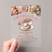 Een pareltje onder het Zeeen Baby shower Acryl Uitnodigingen (Insitu (Draagbaar))