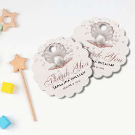 Een pareltje onder het zeeen baby shower bedankjes labels