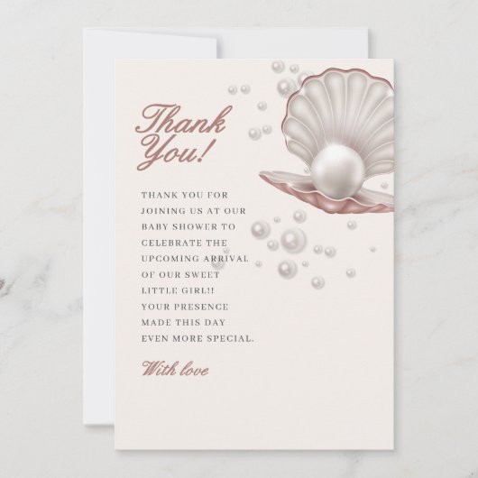 Een pareltje onder het zeeen baby shower bedankkaart (Voorkant)