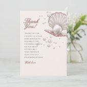 Een pareltje onder het zeeen baby shower bedankkaart (Staand voorkant)