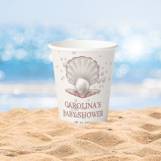 Een pareltje onder het zeeen baby shower papieren bekers