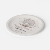 Een pareltje onder het zeeen baby shower papieren bordje (Gekanteld)