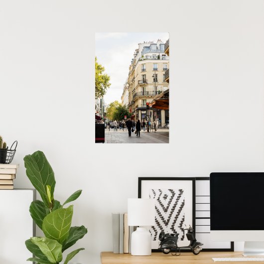 Een parijse straat doorlopen poster (Thuiskantoor)