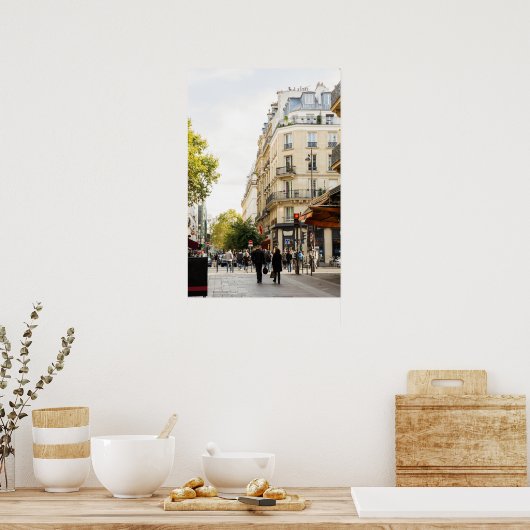 Een parijse straat doorlopen poster (Keuken)