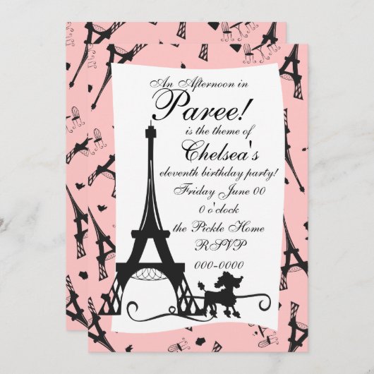 Een Parisiaanse Partij Kaart (Voorkant / Achterkant)