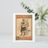 Een parlor Match "Old Hoss" Scottish Bagpiper Briefkaart (Staand voorkant)