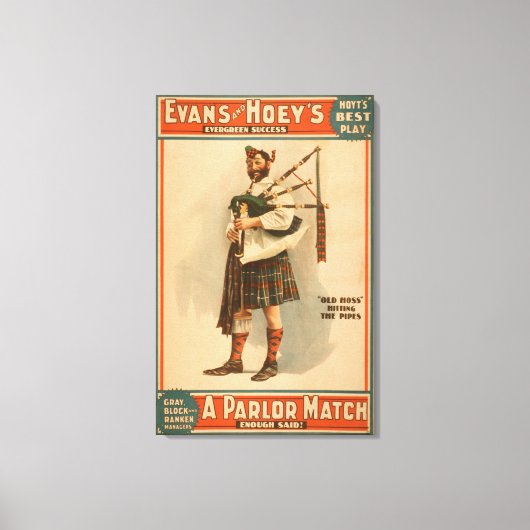 Een parlor Match "Old Hoss" Scottish Bagpiper Canvas Afdruk (Voorkant)