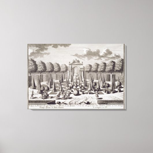 Een parterre met oranje bomen in de tuin van de canvas afdruk (Voorkant)