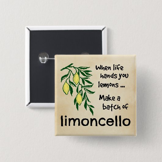 Een partij Limoncello Lemon Liqueur Vierkante Button 5,1 Cm (Voorkant /achterkant)