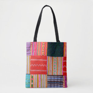 een patchwerkquilt in multicolor aziatische stijl tote bag