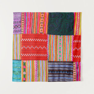 een patchwerkquilt in multicolor aziatische stijl wandkleed