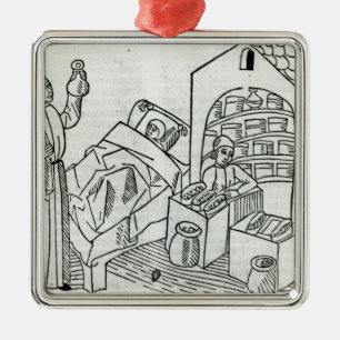 Een patiënt met een arts of apotheker metalen ornament