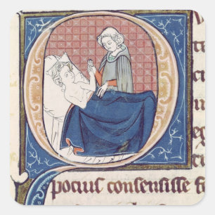 Een patiënt onderzoeken vierkante sticker