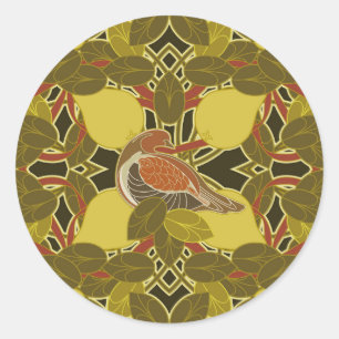 Een patrijs in een kruidenboom ronde sticker