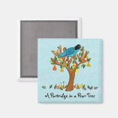 Een patrijs in een peer tree magneten (Voorkant / Achterkant)