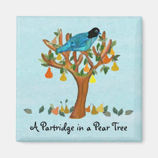 Een patrijs in een peer tree magneten (Voorkant)