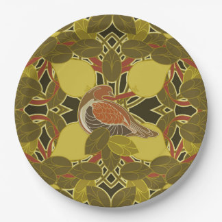 Een patrijs in een peer tree papier Bord