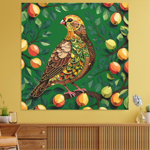 Een patrijs in een peereboom uitsnede sjabloon sti canvas afdruk