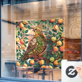 Een patrijs in een peereboom uitsnede stencil-stij raamsticker