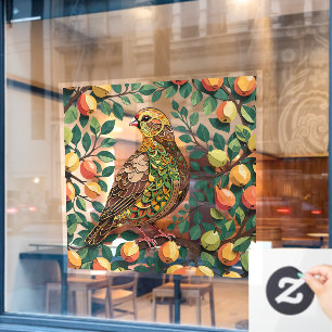 Een patrijs in een peereboom uitsnede stencil-stij raamsticker