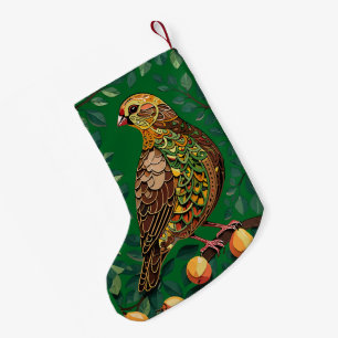 Een patrijs in een peereboom uitsnijden in sjabloo kleine kerstsok