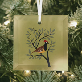 Een patrijs in een peereboom uitsnijmal retro 7 glas ornament