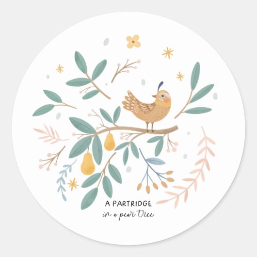 Een patrijs in een perenboom 12 dagen kerstmis ronde sticker (Voorkant)