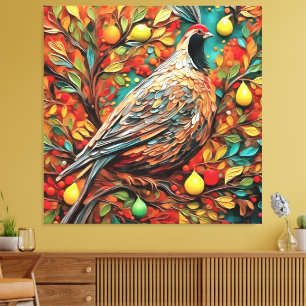 Een Patrijs In Een Perenboom Canvas Afdruk