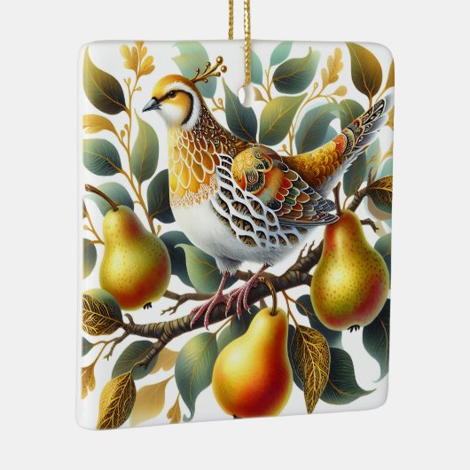 Een patrijs in een perenboom gepersonaliseerde ker keramisch ornament (Rechts)