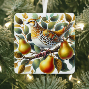 Een patrijs in een perenboom gepersonaliseerde ker metalen ornament