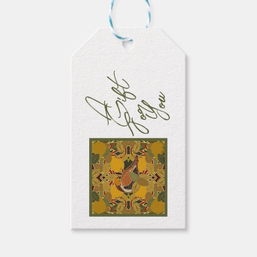 Een patrijs in een perenboom Kerstmis Cadeaulabel (Voorkant)