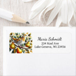 Een patrijs in een perenboom Kerstmis Etiket