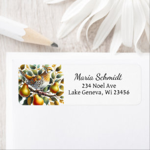 Een patrijs in een perenboom Kerstmis Etiket