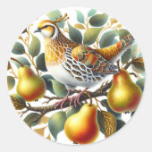 Een patrijs in een perenboom Kerstmis Ronde Sticker (Voorkant)