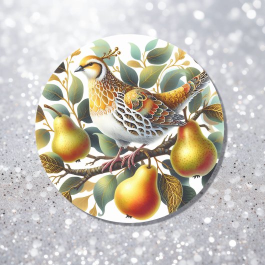 Een patrijs in een perenboom Kerstmis Ronde Sticker