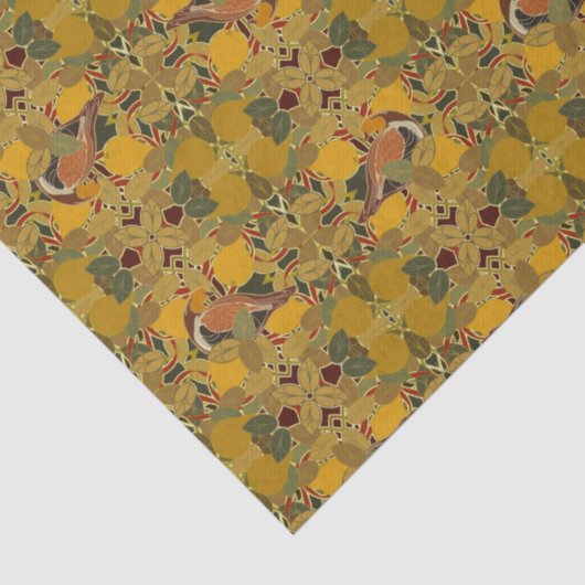 Een patrijs in een perenboom kerstpapier tissuepapier (Detail)