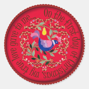 Een patrijs in een perenboom ronde sticker