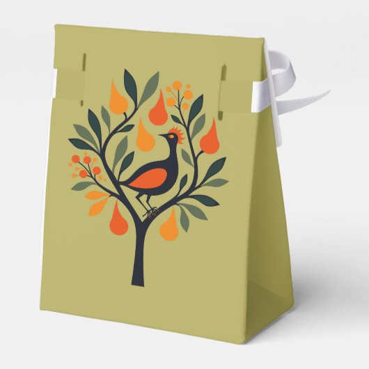 Een patrijs in een perenboom uitgesneden stencil r bedankdoosjes (Achterkant)