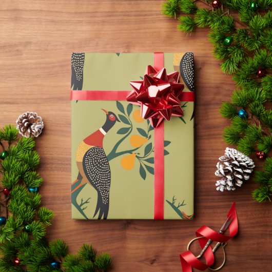 Een patrijs in een perenboom uitgesneden stencil r cadeaupapier (Feestdagen Geschenken)