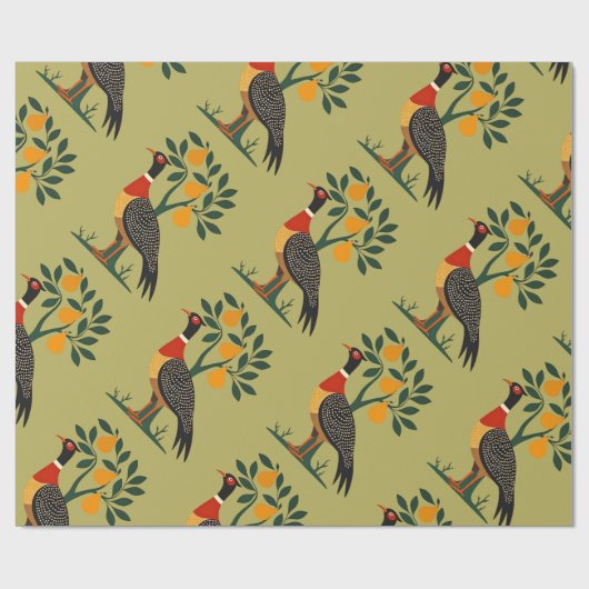 Een patrijs in een perenboom uitgesneden stencil r cadeaupapier (Vlak)