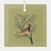 Een patrijs in een perenboom uitgesneden stencil r glas ornament (Voorkant)