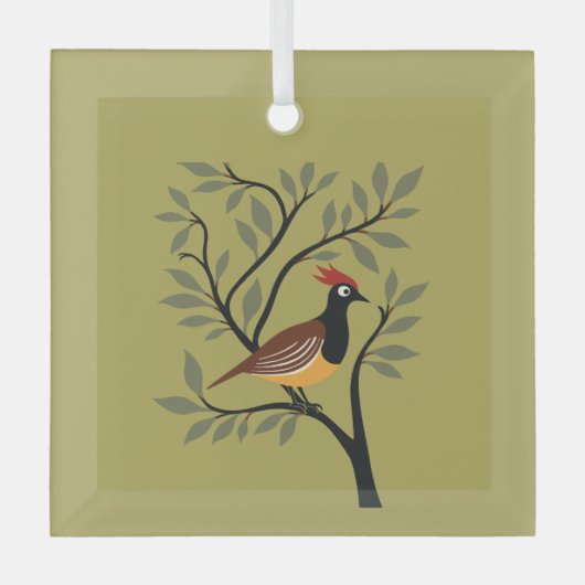 Een patrijs in een perenboom uitgesneden stencil r glas ornament (Voorkant)