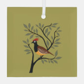 Een patrijs in een perenboom uitgesneden stencil r glas ornament (Achterkant)