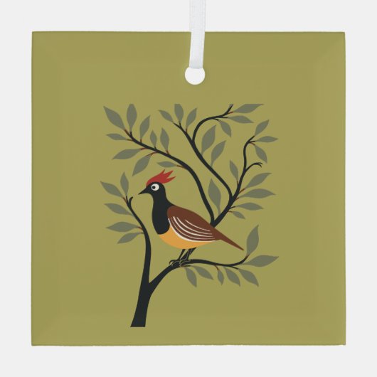 Een patrijs in een perenboom uitgesneden stencil r glas ornament (Achterkant)